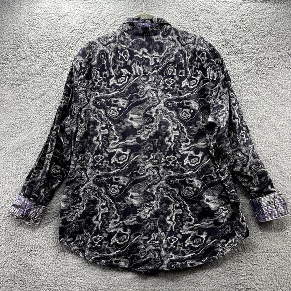 Robert Graham Men's 1X Long Sleeve Button Up Shirt Black White Design - Picture 9 of 10